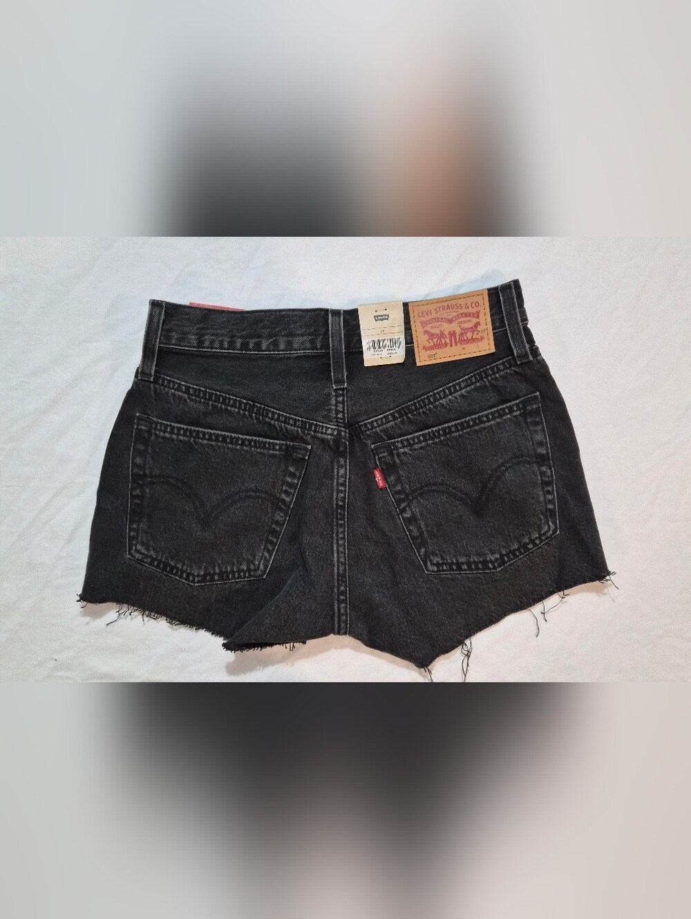Levi's 501 Original Denim Shorts Black Frayed Hem NWT Size 24 - Picture 2 of 3